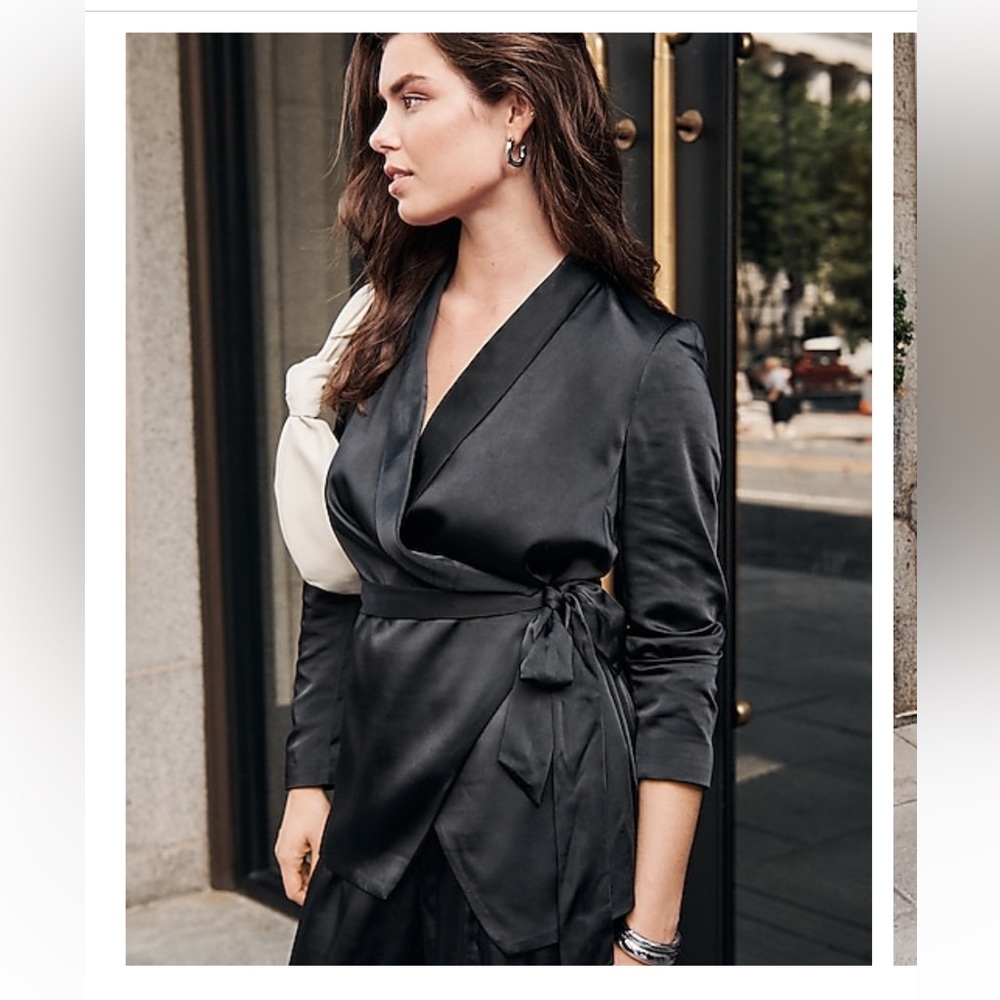 EXPRESS SATIN TIE FRONT BLAZER